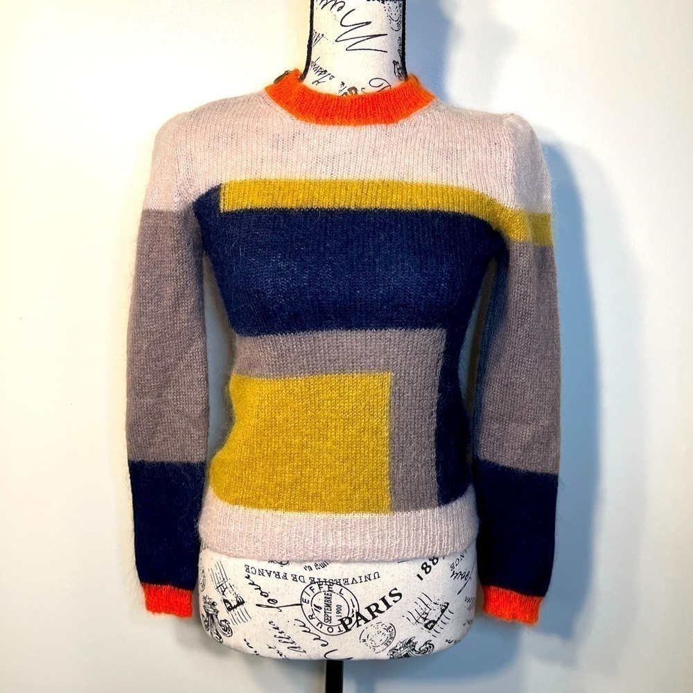 See by Chloe mohair wool patchwork crewneck sweater